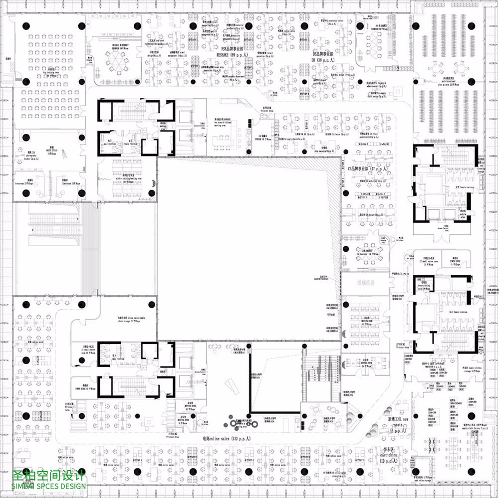 办公室空间设计-素描图